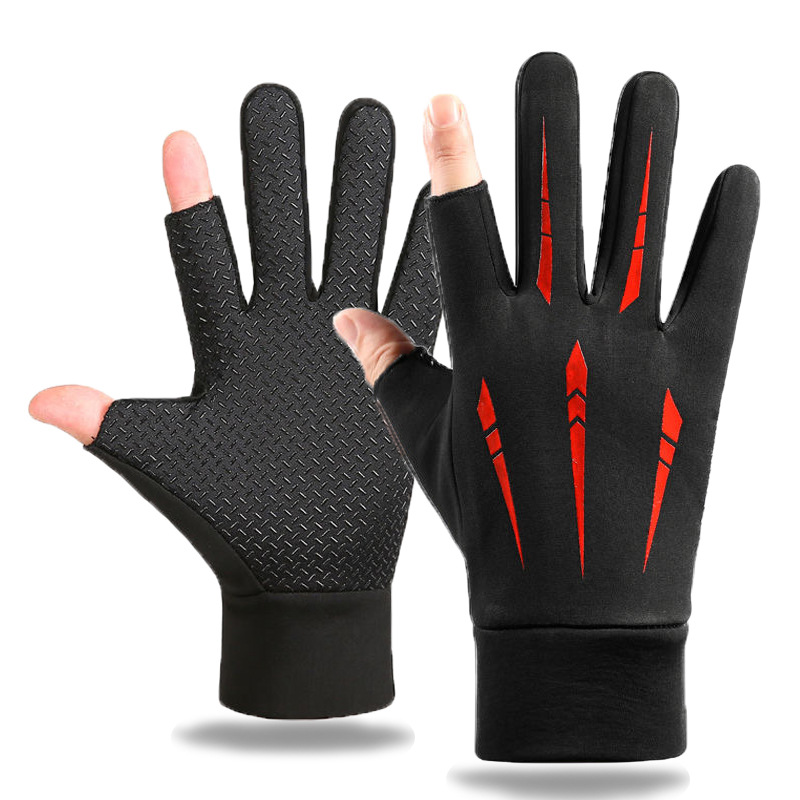 Spearfishing Glove - 暖かいサイクリンググローブ男性用秋冬釣り滑り止めオートバイ撥水タッチスクリーン耐摩耗性ドライビンググローブ